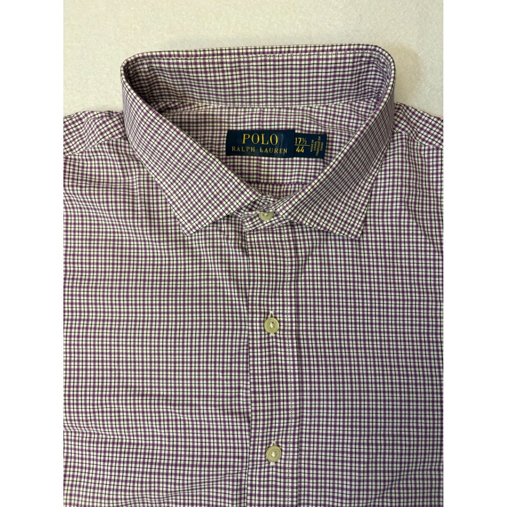 Polo Ralph Lauren Mens Purple Gingham Check Button Down Shirt 17.5 44 XL